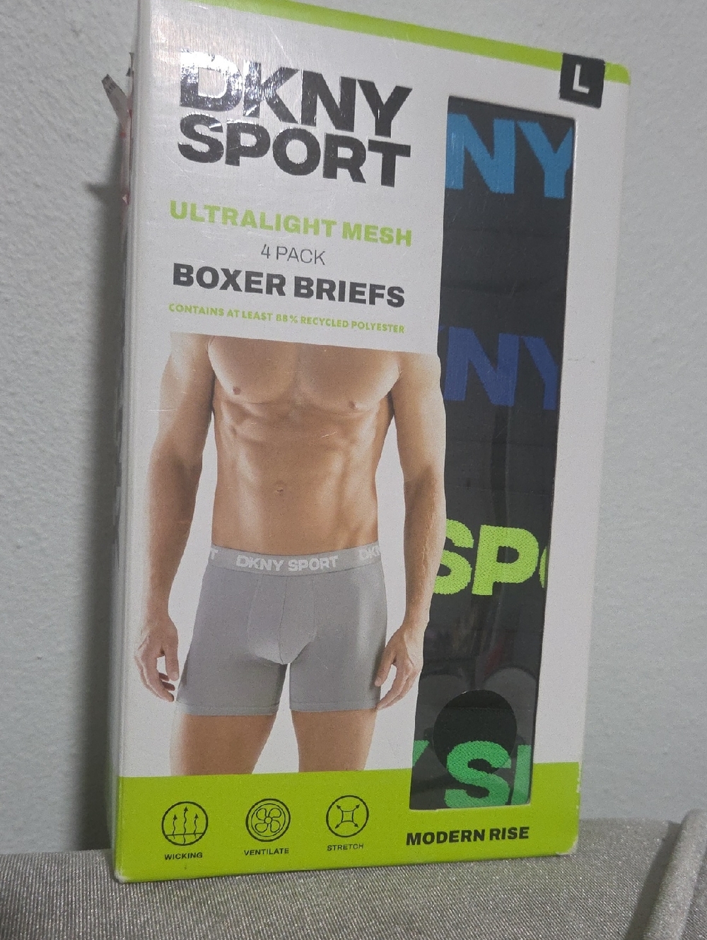 New DKNY Black Boxer Briefs Ultralight Mesh 4 Pack Large